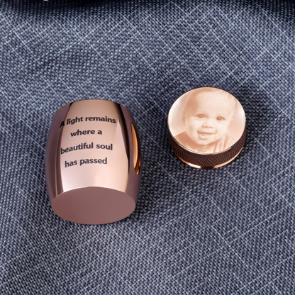 Personalized Engraved Mini Urn for Human Ashes with Photo & Message