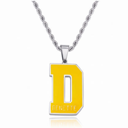 custom enamel initial necklace with name