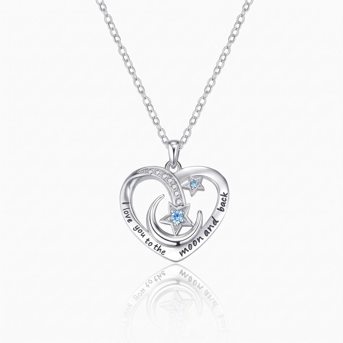 personalized engraved moon star heart necklace
