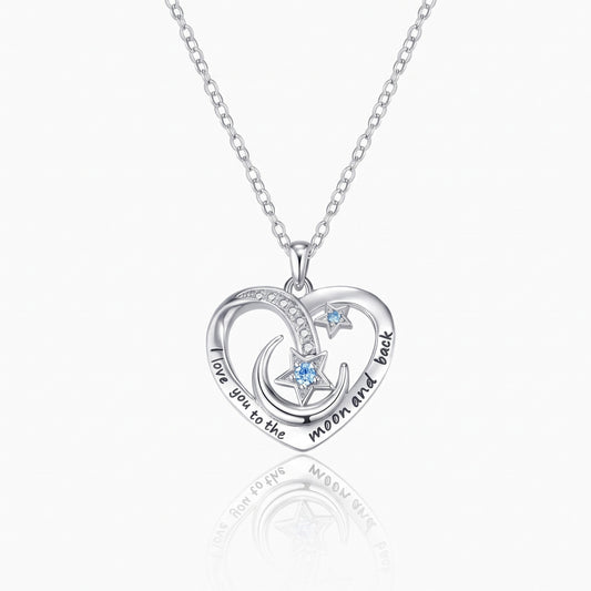 personalized engraved moon star heart necklace