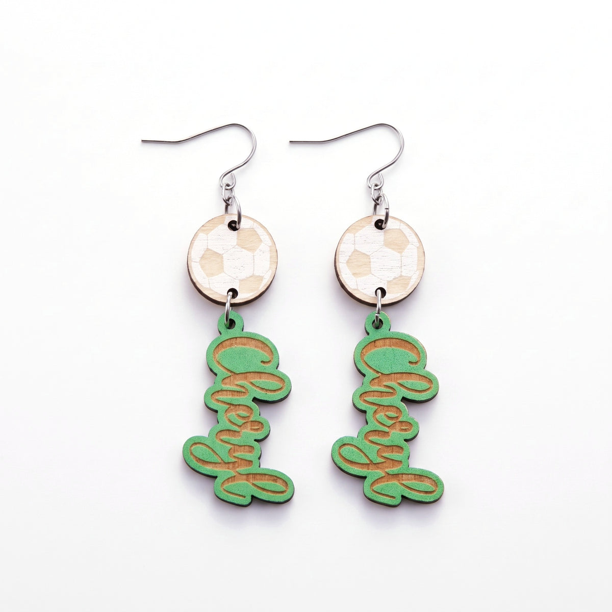 personalized name wooden sports earrings