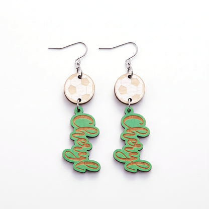 personalized name wooden sports earrings