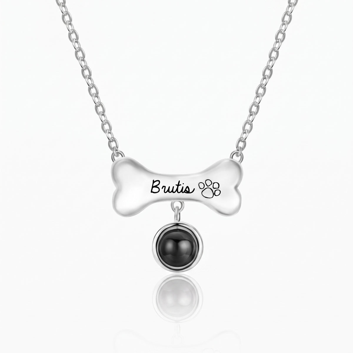 custom dog bone photo projection necklace