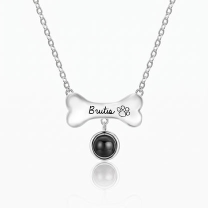 custom dog bone photo projection necklace