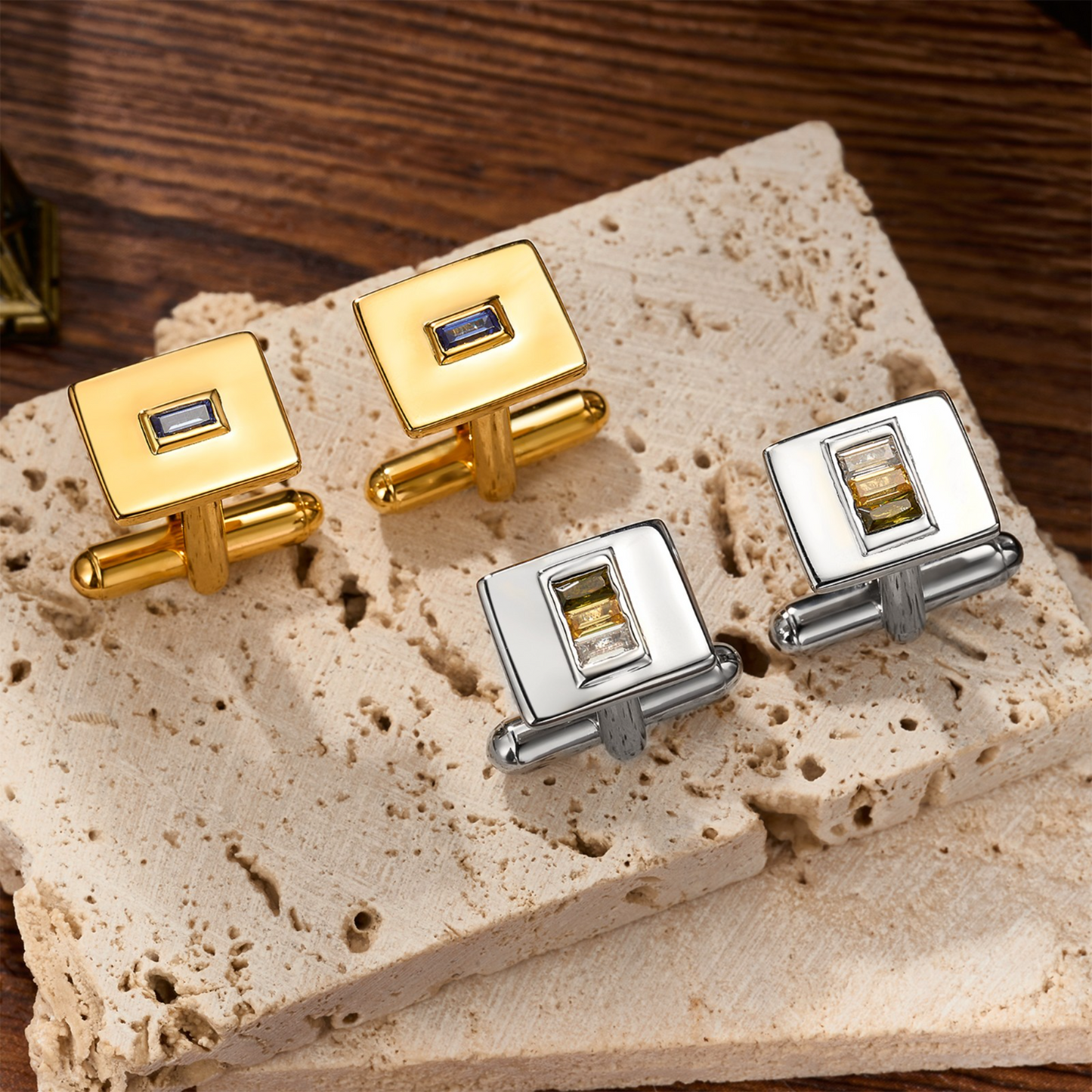 Personalized 1 to 4 Birthstones Cufflinks