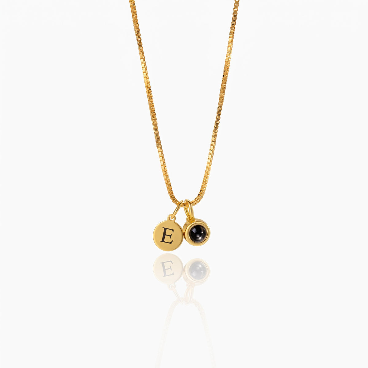 personalized photo projection necklace with initial charm