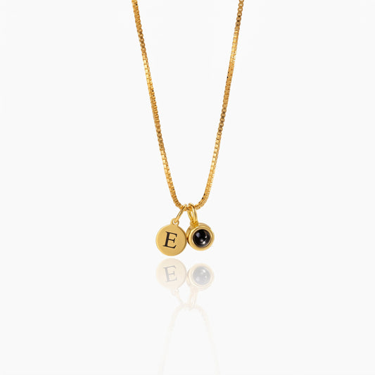 personalized photo projection necklace with initial charm