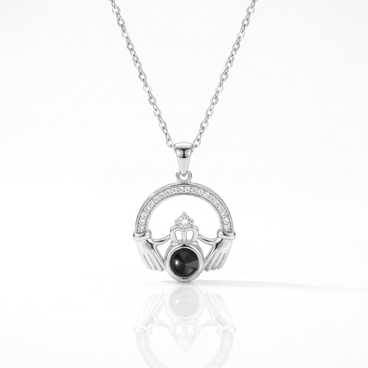 personalized claddagh photo projection necklace