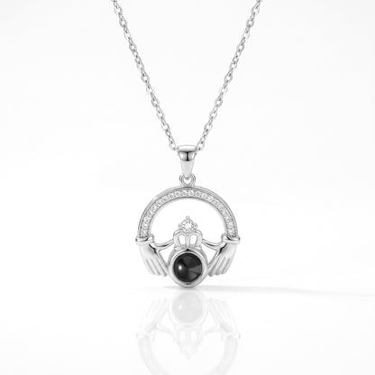 personalized claddagh photo projection necklace