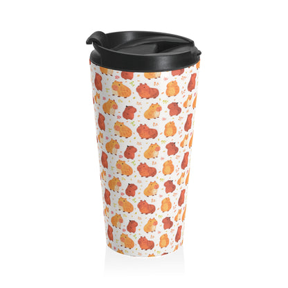 Chibi Kawaii Capybara Print 15 oz Stainless Steel Travel Mug