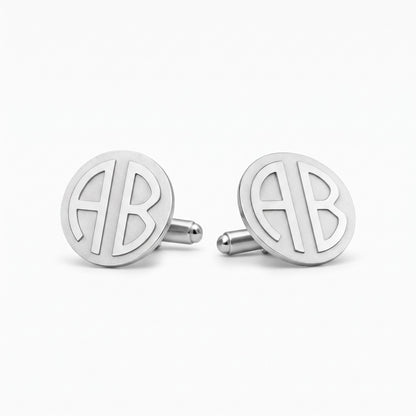 custom initial disc block monogrammed cufflinks for men