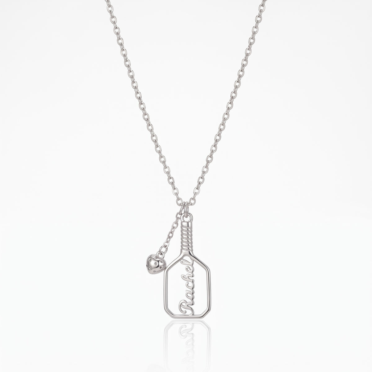 personalized pickleball paddle necklace 3d heart ball