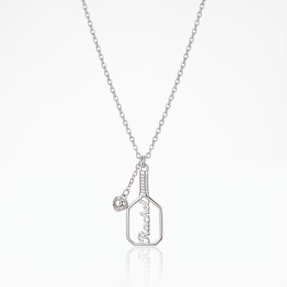 personalized pickleball paddle necklace 3d heart ball