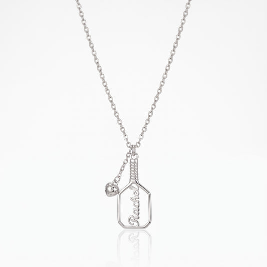 personalized pickleball paddle necklace 3d heart ball