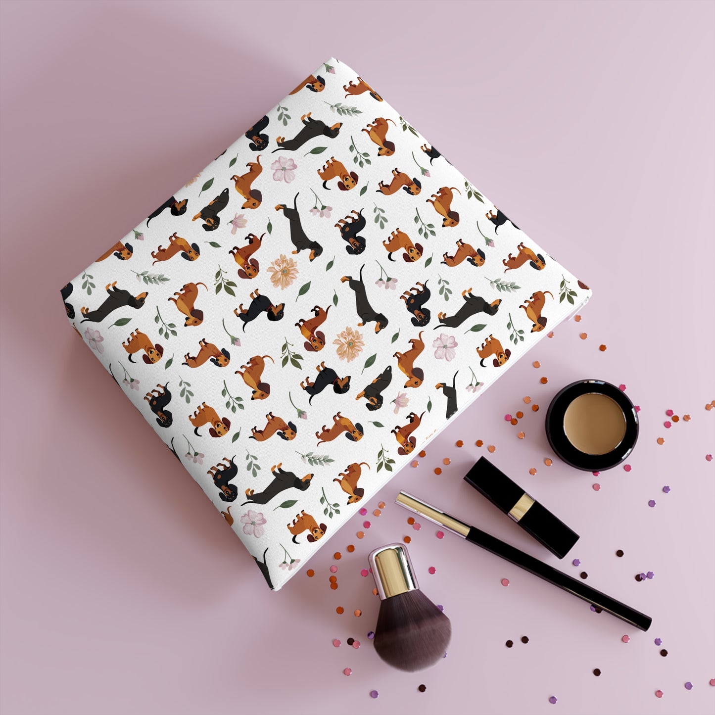 Dachshund Print Cotton Cosmetic Bag/Makeup Organizer/Toiletry Bag