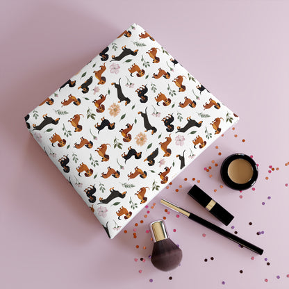 Dachshund Print Cotton Cosmetic Bag/Makeup Organizer/Toiletry Bag