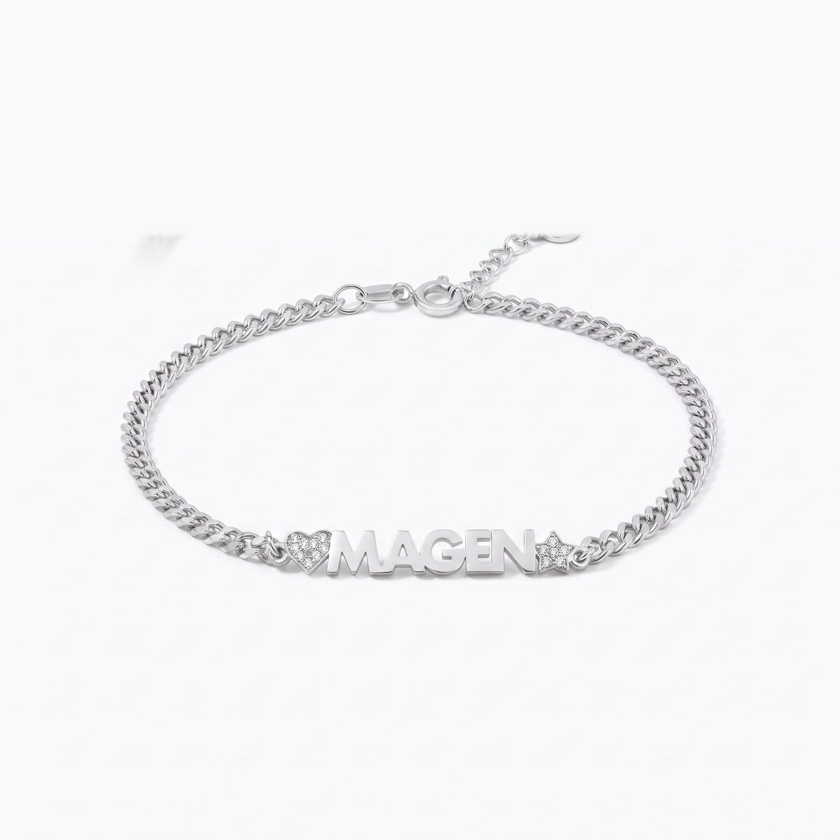 custom chunky name bracelet with heart or star