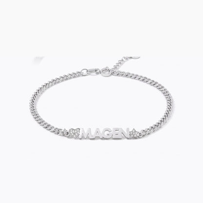 custom chunky name bracelet with heart or star