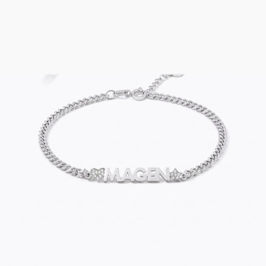 custom chunky name bracelet with heart or star