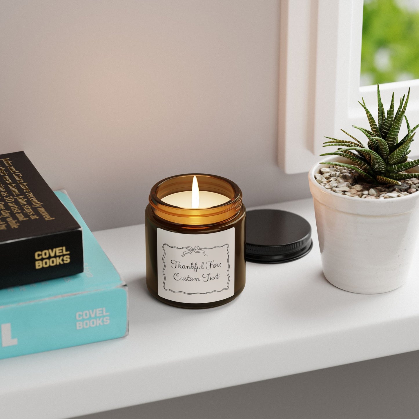 Thankful For [Custom Text] Scented Candle - 4oz and 9oz Scented Soy Candle