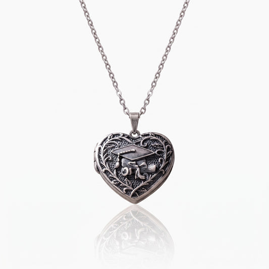 personalized graduation cap heart locket necklace with photos