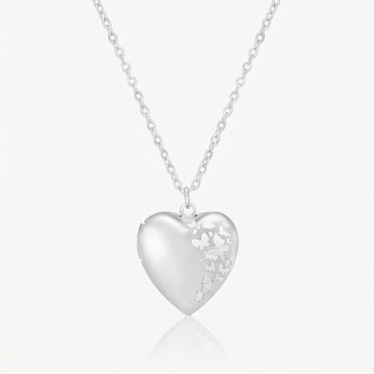 personalized heart locket necklace with butterfly