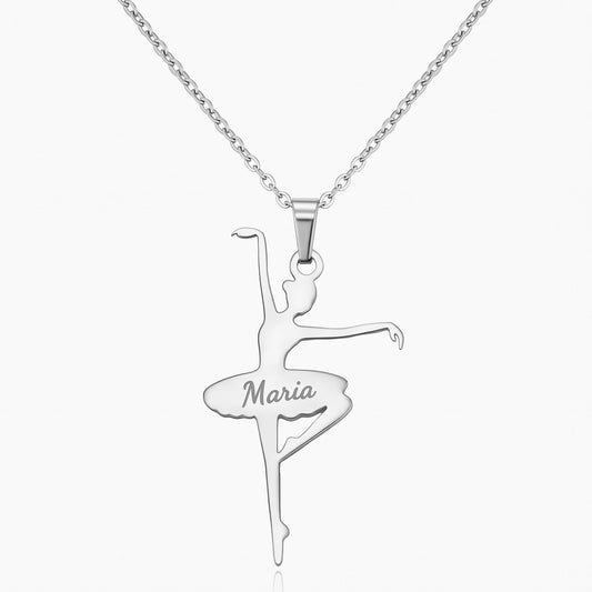 custom name ballerina silhouette necklace