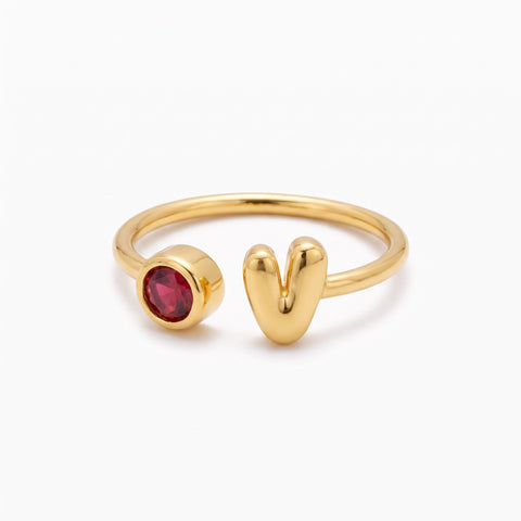 Personalized 3D Bubble Letter Birthstone Ring