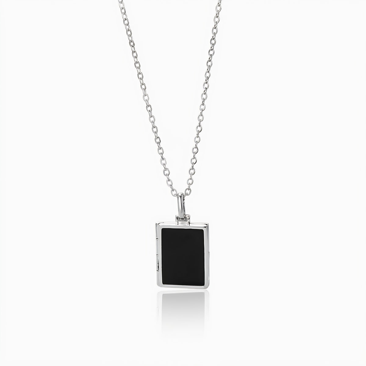 personalized memorial photo locket necklace enamel rectangle