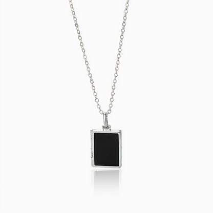 personalized memorial photo locket necklace enamel rectangle