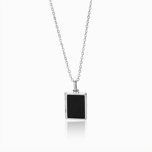 personalized memorial photo locket necklace enamel rectangle