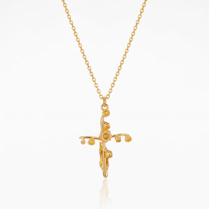 personalized birth flower cross necklace