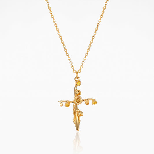 personalized birth flower cross necklace