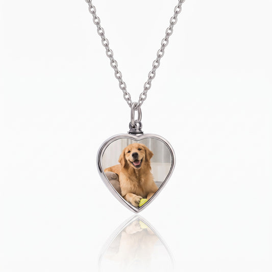 custom pet photo urn necklace engraved heart name