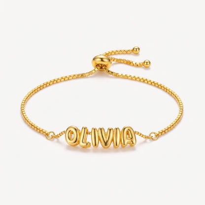 personalized 3d bubble letter name bracelet chain