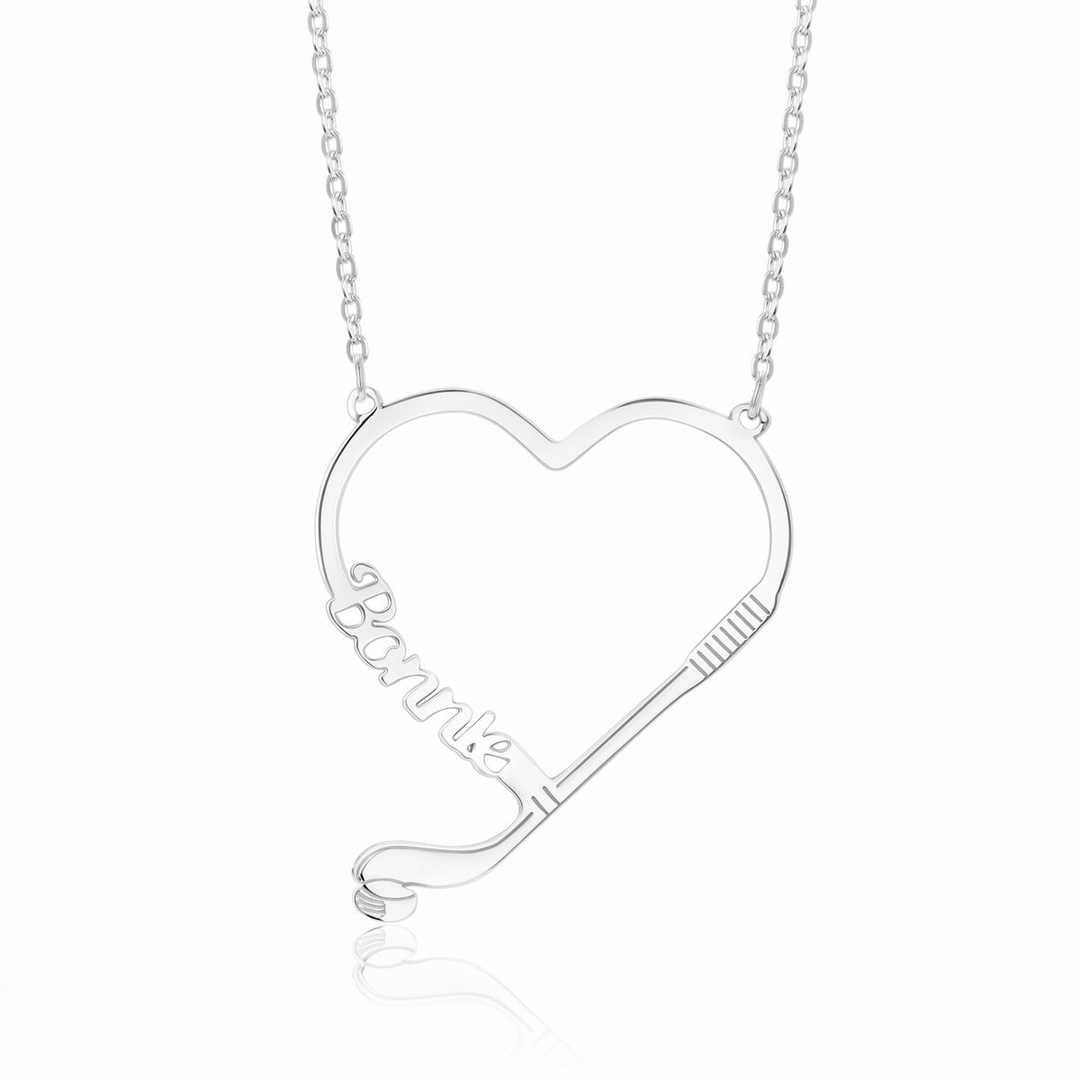 personalized hockey heart necklace with custom name