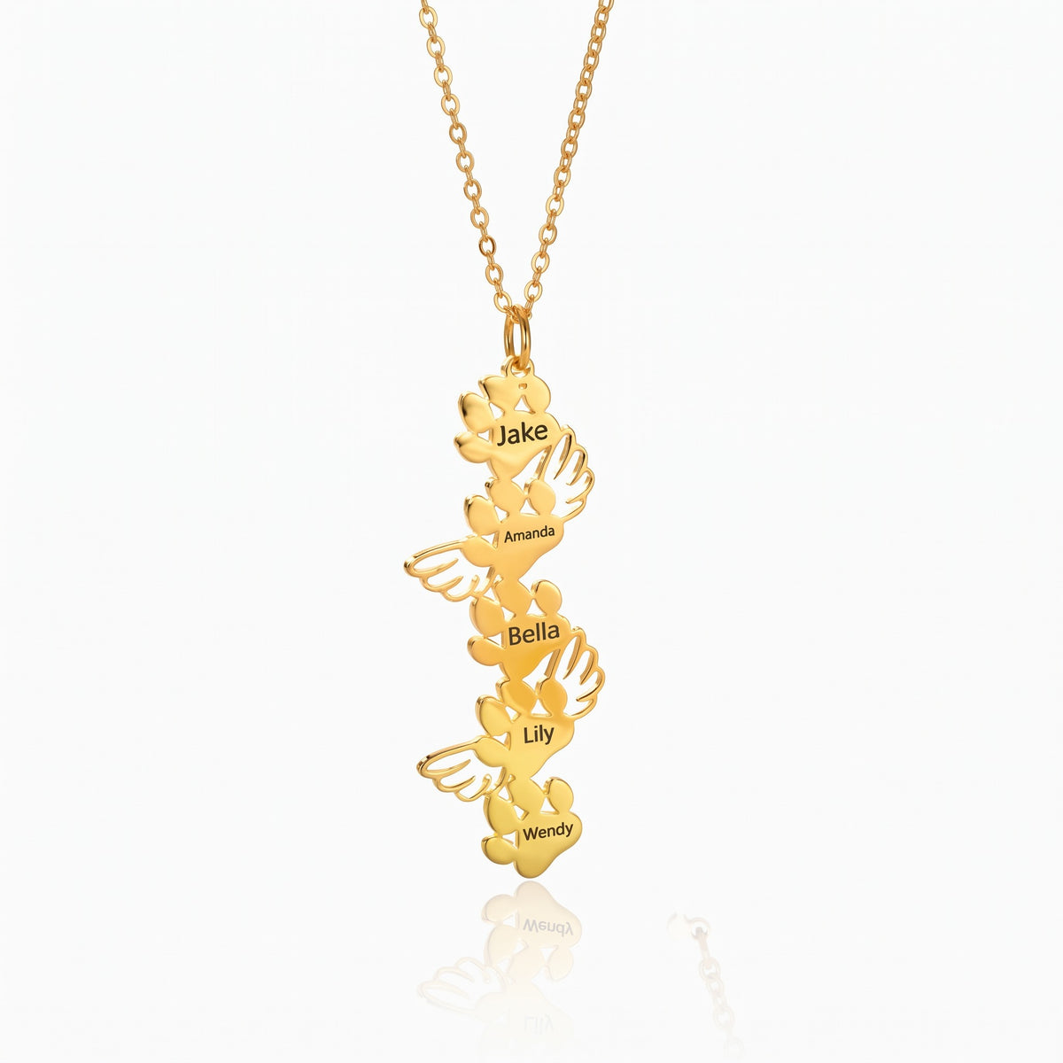 personalized paw print necklace with angel wings