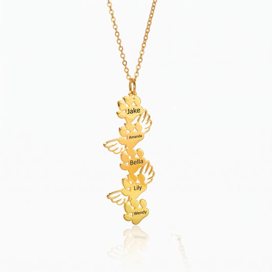 personalized paw print necklace with angel wings