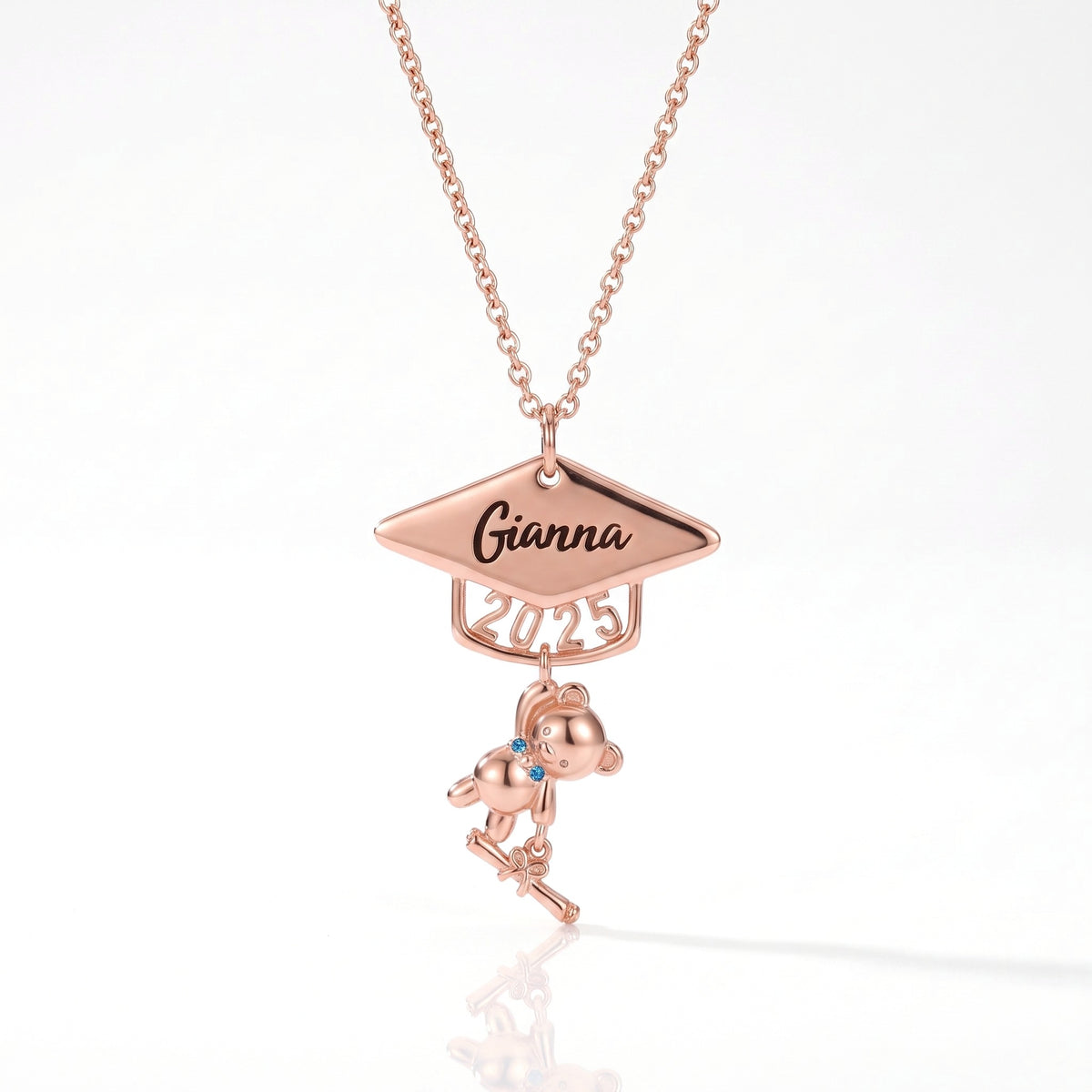 custom name graduation bear necklace
