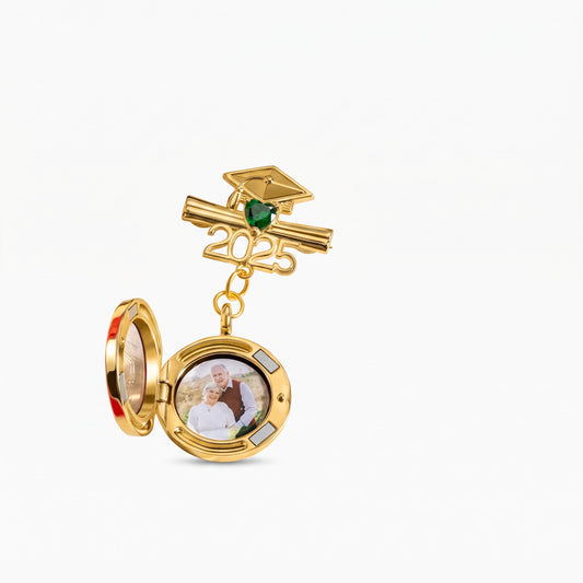 personalized graduation lapel pin with photo birthstone