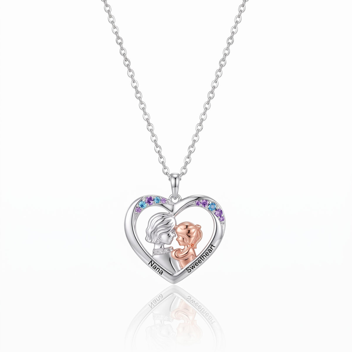 custom grandmother grandaughter engraved heart necklace
