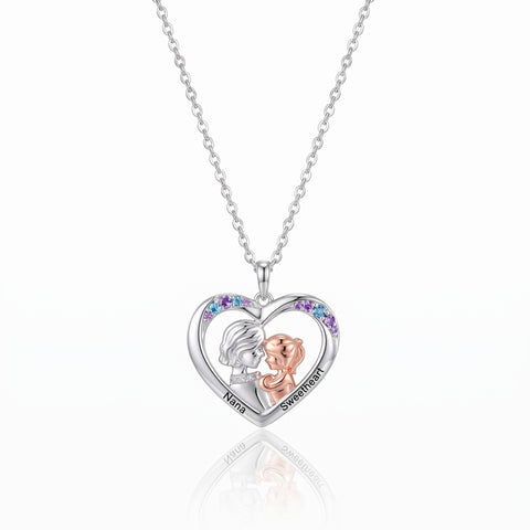 Custom Grandmother + Grandaughter Engraved Heart Necklace