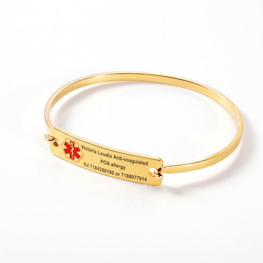 custom engraved medical alert id bracelet bangle