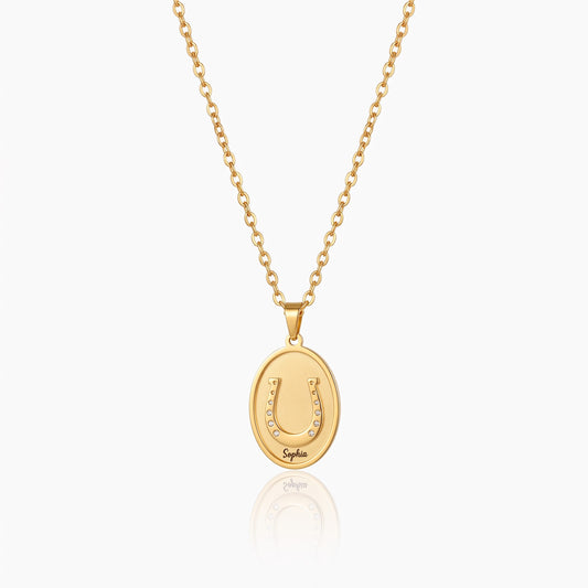 personalized name lucky horseshoe necklace