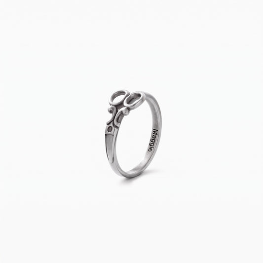 personalized scissor ring with name hairdresser delicate jewelry gift