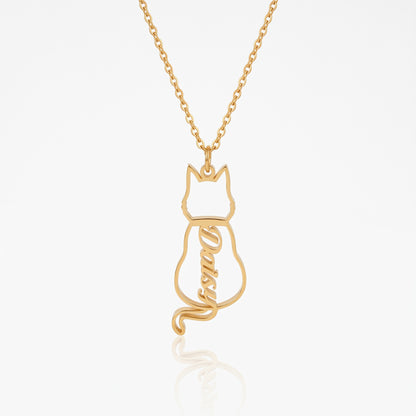 personalized cat or dog line drawing name necklace