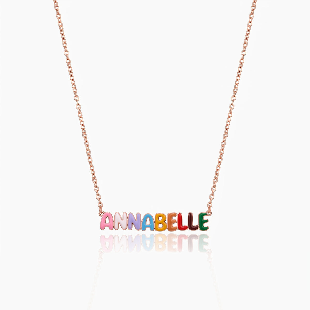 custom enamel bubble name necklace heart pendant