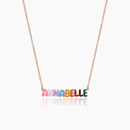 custom enamel bubble name necklace heart pendant