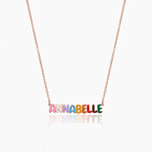 custom enamel bubble name necklace heart pendant