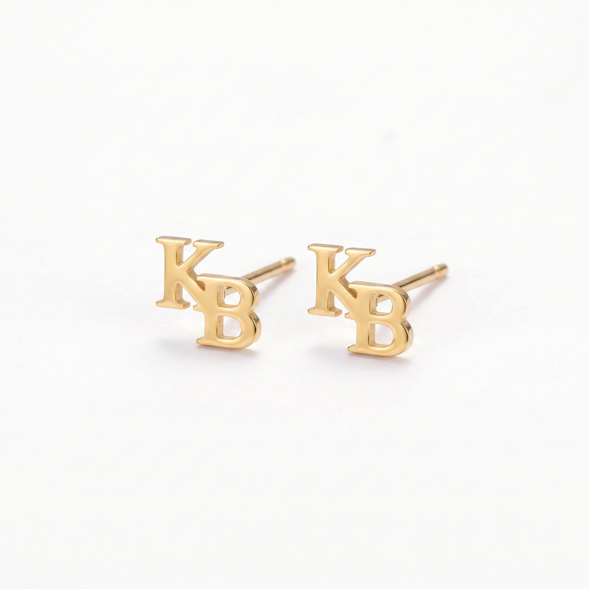 tiny two letters stud earrings 925 sterling silver or stainless steel